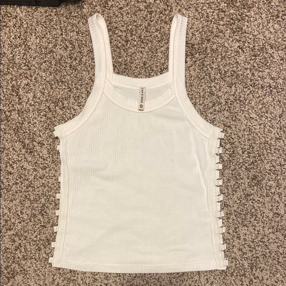 Emma & Sam White Cut Out Tank Top XS